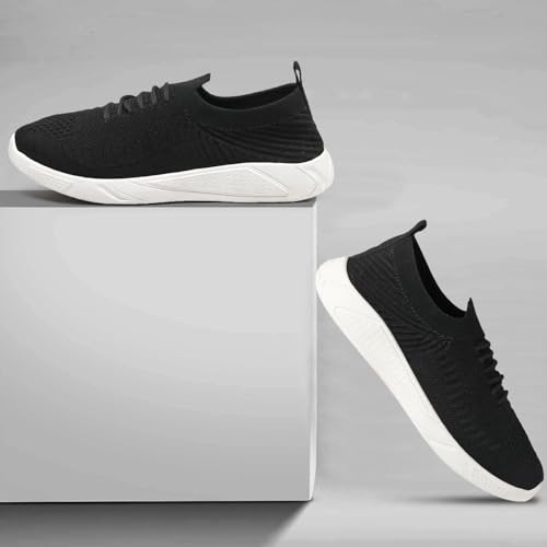 PAHNAVA Women's Slip-on Knit Walking Shoes | Lightweight Breathable Sneakers for Women | Comfortable PVC Sole Casual Shoes for Walking, Gym, Travel, Outdoor