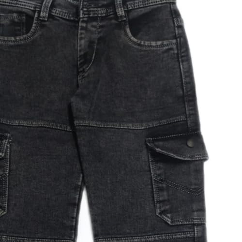 Sky Heights Boys Solid Cargo Denim Jeans