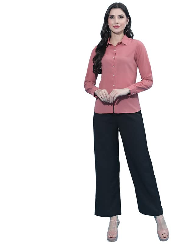 SIRIL Women's Cotton Regular Fit Poly Viscose Solid Shirt