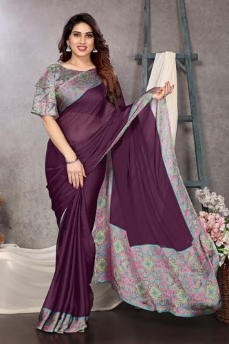MIRCHI FASHION Women's Stylish Chiffon Floral Printed Saree with Blouse Piece