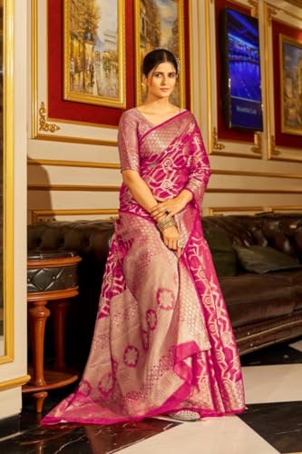 SWORNOF Women's Silk Kanjivaram Kanchipuram Saree With Blouse Piece