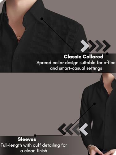 Leriya Fashion Men's Formal Button Down Shirt – Slim Fit Office Wear Shirt's for Men | Textured Long Sleeve Cotton Blend | Business & Meeting Ready (Available in Plus Size and Combo Pack of 2)