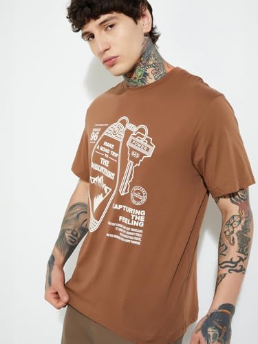 Max URB_N Men Half Sleeves Round Neck Cotton Graphic Print T-Shirt