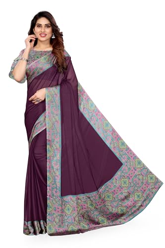 MIRCHI FASHION Women's Stylish Chiffon Floral Printed Saree with Blouse Piece