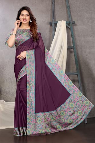 MIRCHI FASHION Women's Stylish Chiffon Floral Printed Saree with Blouse Piece
