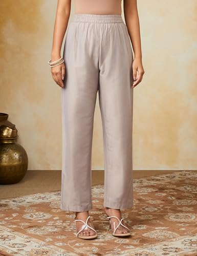 Amazon Brand - Myx Women's Kurta Pant Set with Embroidered Organza Dupatta | Viscose,Rayon | A-line fit