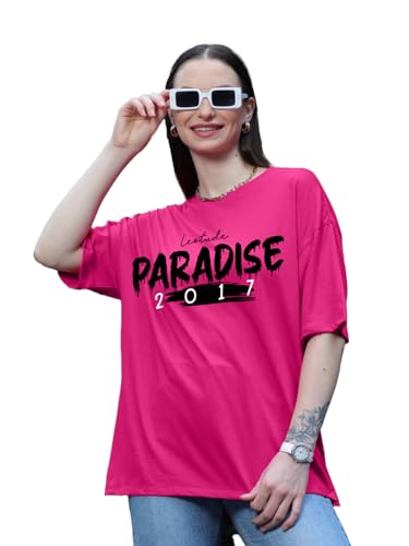LEOTUDE Women Cottonblend Half Sleeve Oversized Regular Fit T-Shirts