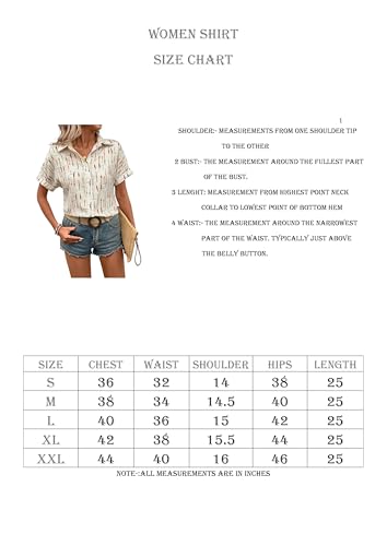 Gufrina Women’s Short Sleeve Button Down Shirt with Abstract Brushstroke Print in Beige and Multicolor - Lightweight Casual Summer Top for Relaxed Fit