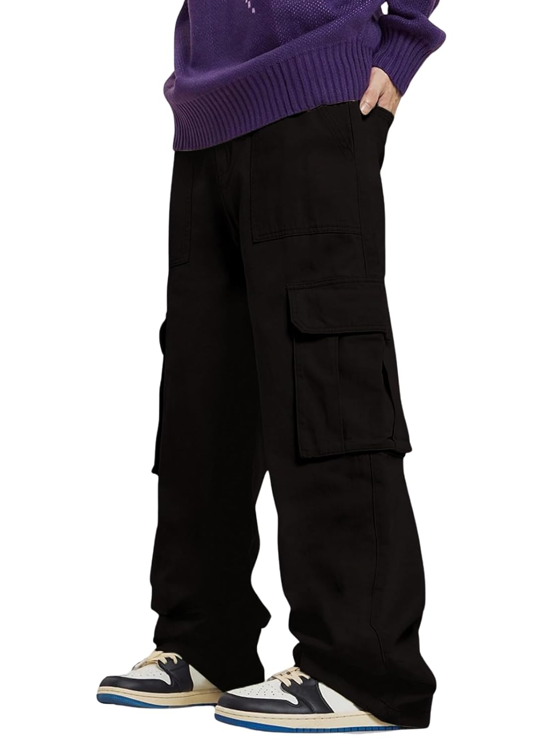 GRECIILOOKS Men's Regular Fit Low Rise Cargos Trousers | Baggy Cargo Pants for Man | Loose Fit | Treck Pent with Multiple Pockets (Available in Plus Size and Combo Pack of 2)