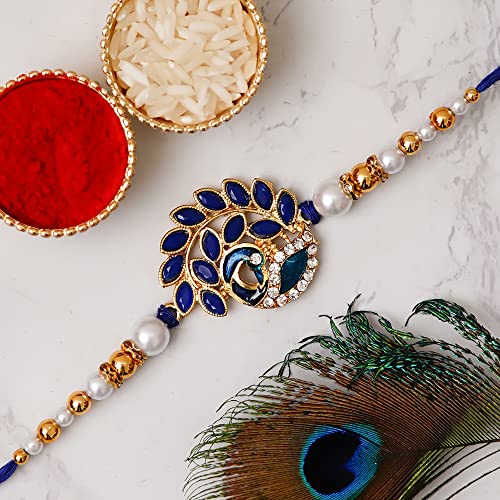 Dreamica Rakhi for Brother, Designer Rakhi With Lord Ganesha Idol, Keychain, Greeting Card And Tilak Set Combo | Best Rakhi Gift for Brother | Best Rakhi For brother with Gift