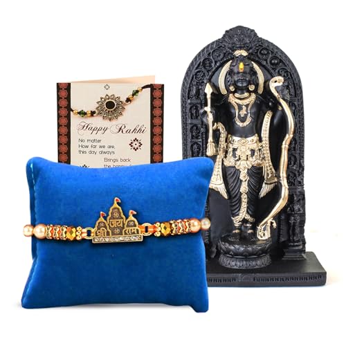 TIED RIBBONS Rakhi For Brother with Gift Combo - Premium Rakhi with Ram Lalla Idol Statue and Mini Greeting Card- Raksha Bandhan Gift for Brother Bhaiya Men