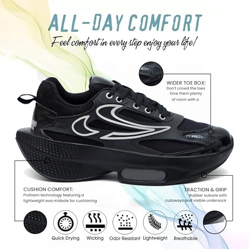 White Walkers Boys' & Men's Flex Essential Walking Running Shoes, Breathable Knit Upper, Natural Rubber Sole, Tuff Surface