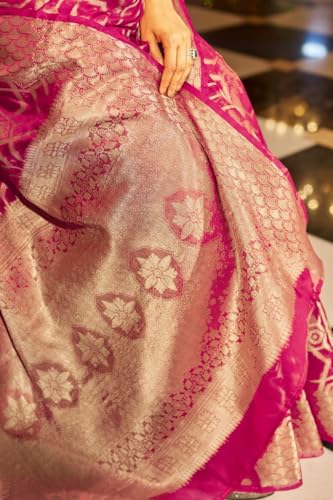 SWORNOF Women's Silk Kanjivaram Kanchipuram Saree With Blouse Piece