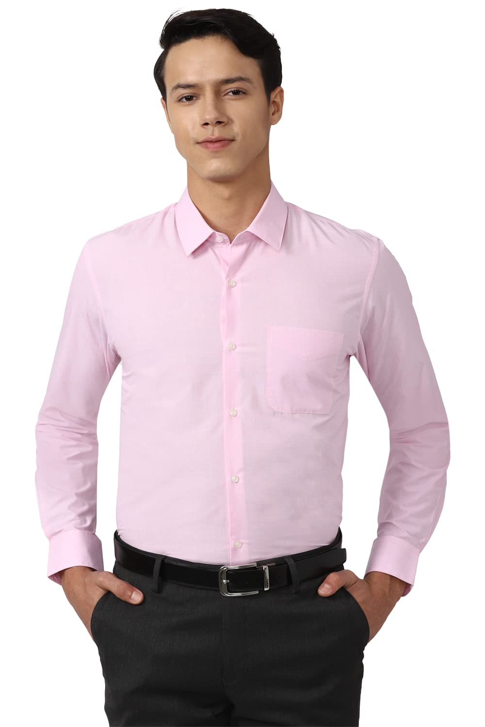 Peter England Men's Everyday Solid Slim Fit Full Sleeve Formal Shirt | Cotton-Rich
