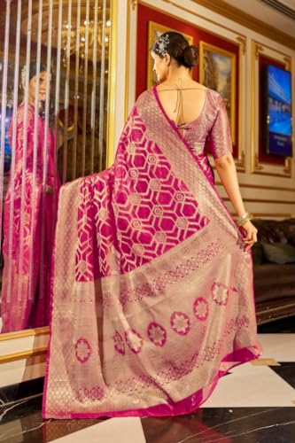 SWORNOF Women's Silk Kanjivaram Kanchipuram Saree With Blouse Piece