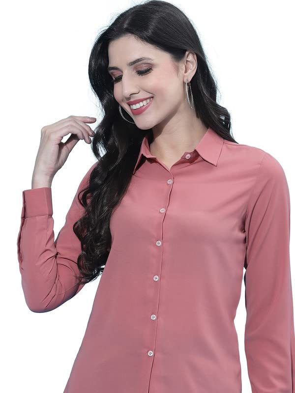 SIRIL Women's Cotton Regular Fit Poly Viscose Solid Shirt