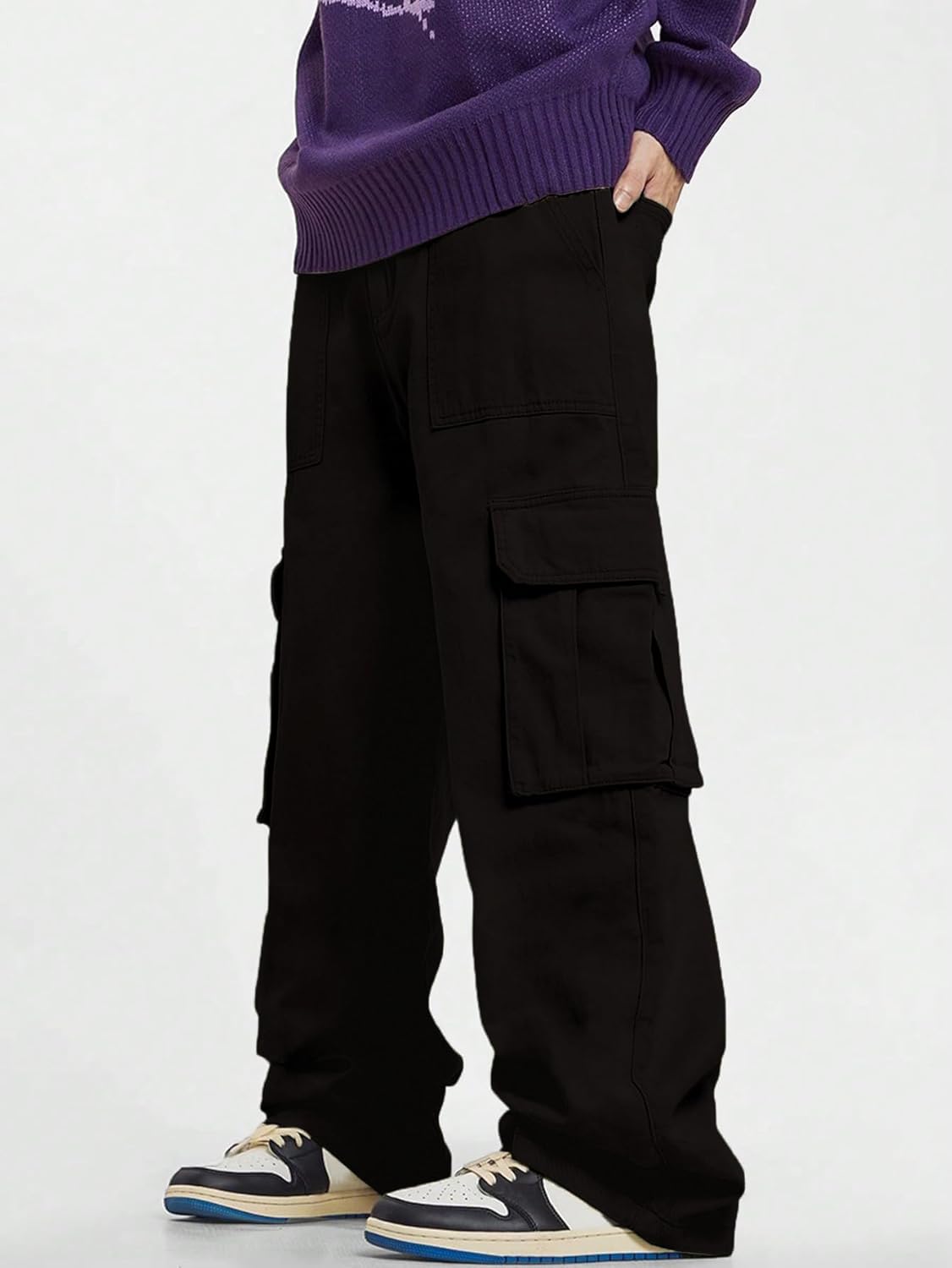 GRECIILOOKS Men's Regular Fit Low Rise Cargos Trousers | Baggy Cargo Pants for Man | Loose Fit | Treck Pent with Multiple Pockets (Available in Plus Size and Combo Pack of 2)