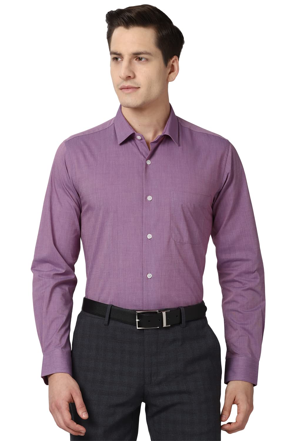 Peter England Men's Everyday Solid Slim Fit Full Sleeve Formal Shirt | Cotton-Rich