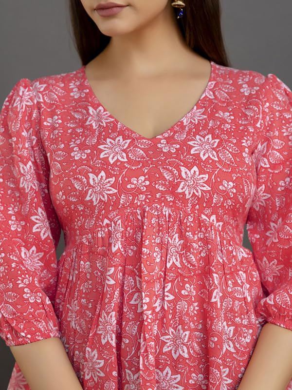 Dream Beauty Fashion Women's Printed Tunic Top with 3/4 Sleeve V-Neck -23" Inches (Tunic-Top)