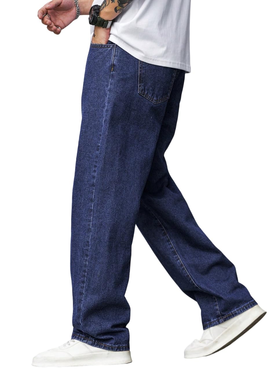 dockstreet Men Baggy Denim Jeans in Pure 100% Cotton Denim || Stretchable (Jet Black) and Stretchable (Colored) Jeans || Unisex Designs||Jeans||