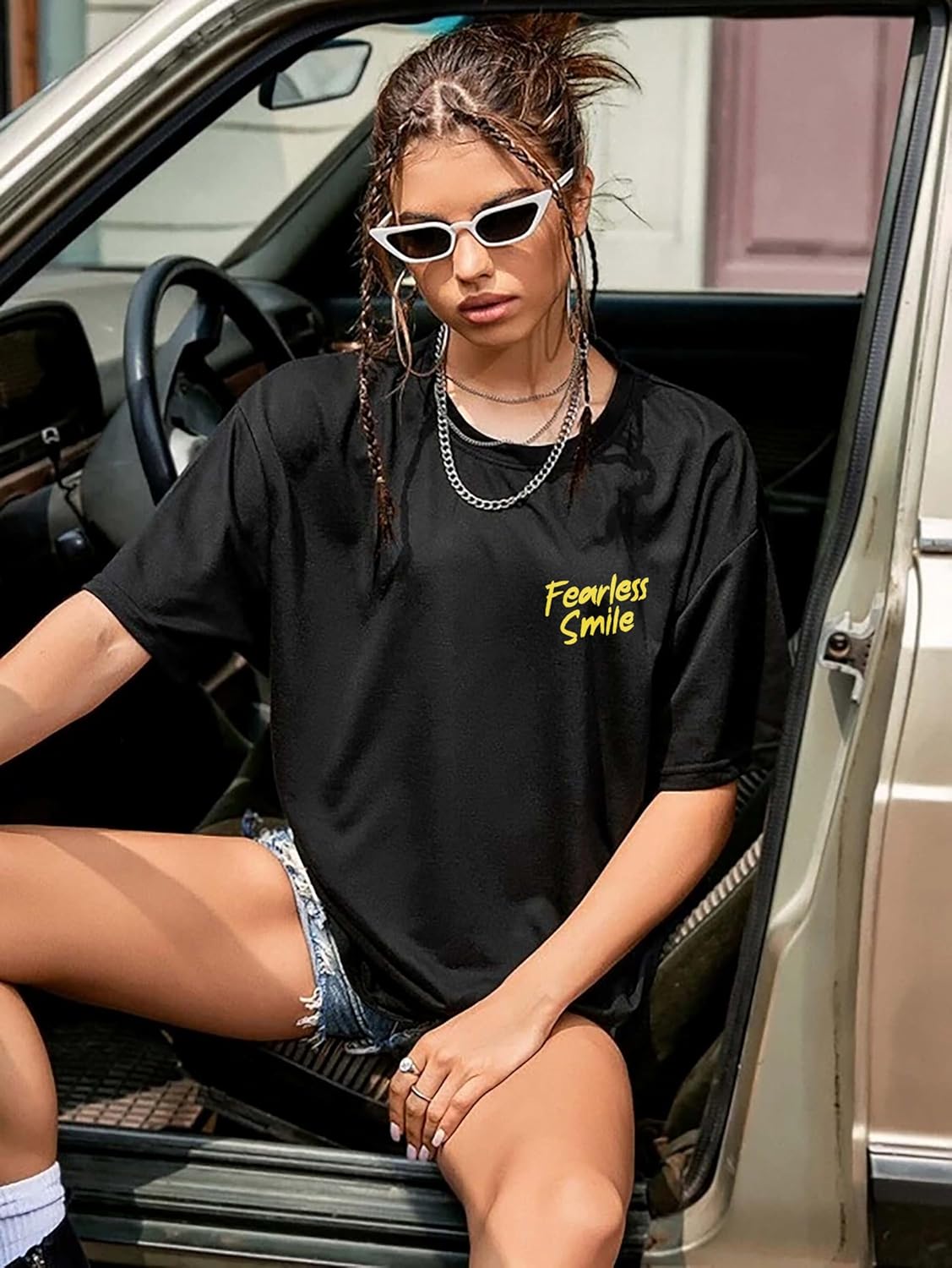 London Hills Women's Cotton Oversized Fit T-Shirt