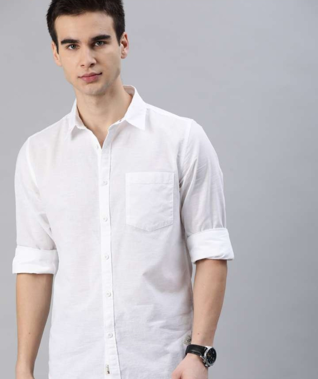 White solid men's shirt