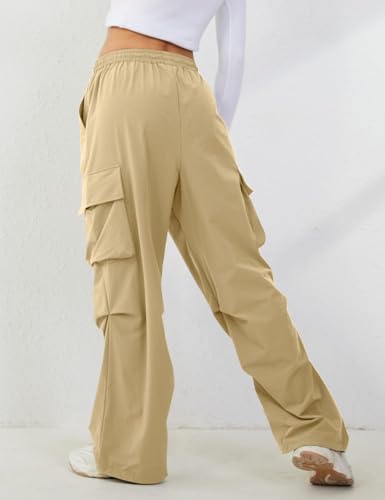 Girls Trouser Pants High Waist Loose Fit Trendy Korean Style 4 Pocket Baggy Cargo Parachute Pants Bottom for Kids