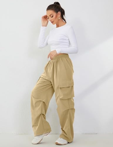 Girls Trouser Pants High Waist Loose Fit Trendy Korean Style 4 Pocket Baggy Cargo Parachute Pants Bottom for Kids