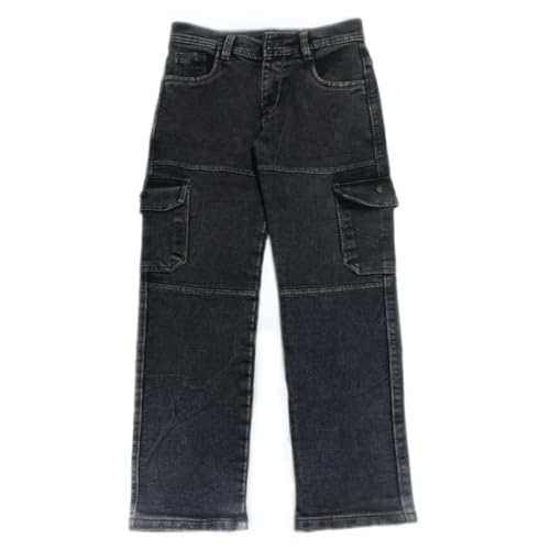 Sky Heights Boys Solid Cargo Denim Jeans