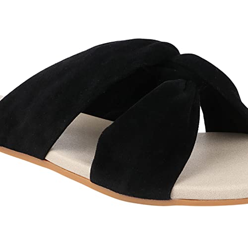 Shoetopia Girls Flat Slide Sandals – Soft Suede Knot Strap Casual Summer Slip-Ons for Everyday Comfort Stylish, |Footwear Lightweight| Durable Design Perfect for Casual Outings Women