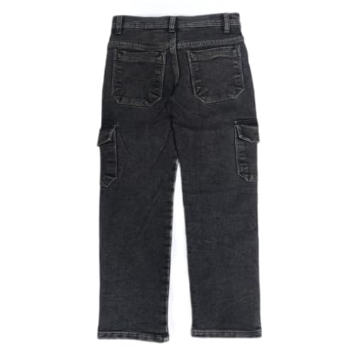 Sky Heights Boys Solid Cargo Denim Jeans