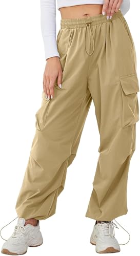 Girls Trouser Pants High Waist Loose Fit Trendy Korean Style 4 Pocket Baggy Cargo Parachute Pants Bottom for Kids