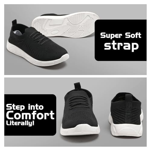 PAHNAVA Women's Slip-on Knit Walking Shoes | Lightweight Breathable Sneakers for Women | Comfortable PVC Sole Casual Shoes for Walking, Gym, Travel, Outdoor