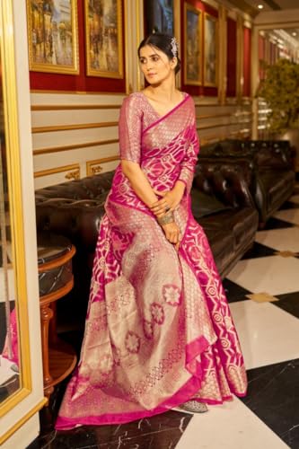 SWORNOF Women's Silk Kanjivaram Kanchipuram Saree With Blouse Piece