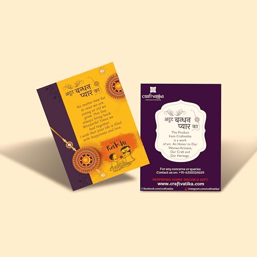 CraftVatika Rakhi for Brother Set of 2 with Fridge Magnet Gift Floral Kundan Rakhis for Bhaiya Bhai Boy Men Raksha Bandhan Designer rakhi Meenakari Rakhi, Raki with Fridge Magnet Gift