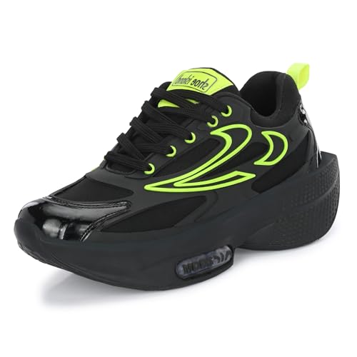 Shoe Island® Black Green Lightweight Running Boys Men Casual Sports Shoes Sneakers for Men (OG3010)