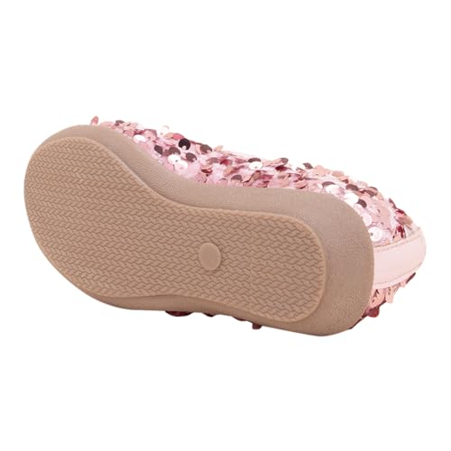 Hopscotch Baby Girls Synthetic and PU Sequin Bow Embellished Ballerinas In Pink Color