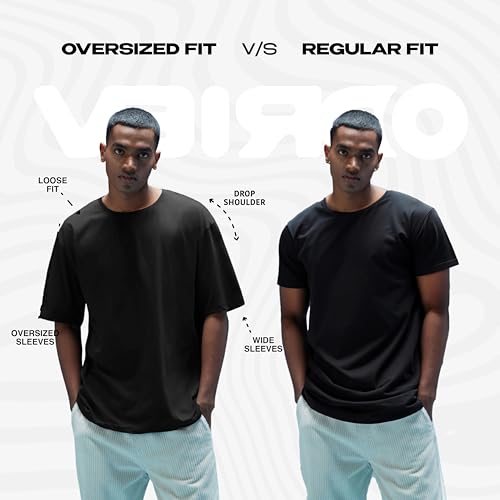 Veirdo® Oversized Baggy Fit Drop Shoulder Half Sleeves Round Neck Solid Pure 100% Cotton T-Shirt for Men (Available in White, Black, Mustard, Maroon, Green, Lilac, Navy, Red Color)