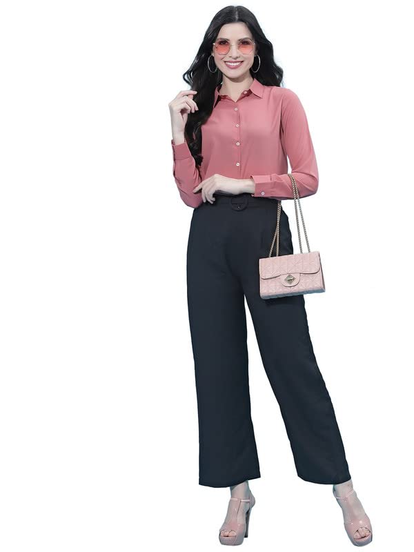 SIRIL Women's Cotton Regular Fit Poly Viscose Solid Shirt