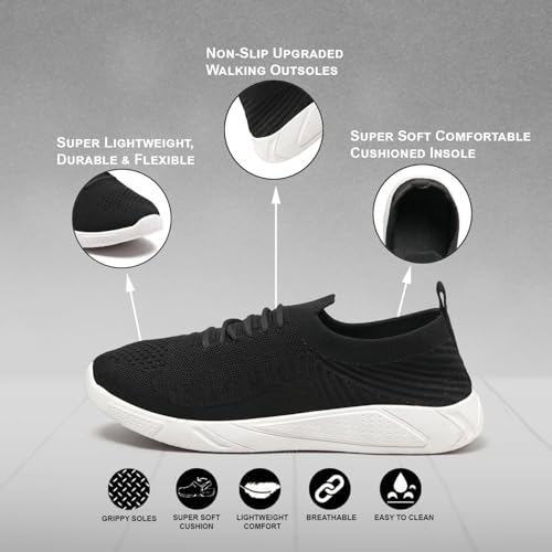 PAHNAVA Women's Slip-on Knit Walking Shoes | Lightweight Breathable Sneakers for Women | Comfortable PVC Sole Casual Shoes for Walking, Gym, Travel, Outdoor