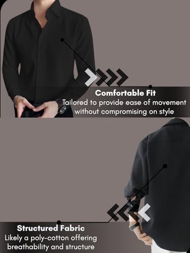 Leriya Fashion Men's Formal Button Down Shirt – Slim Fit Office Wear Shirt's for Men | Textured Long Sleeve Cotton Blend | Business & Meeting Ready (Available in Plus Size and Combo Pack of 2)