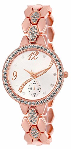 Acnos® Premium Round Diamond Silver Dial Analogue Watch for Women's and Girl's Pack of - 1