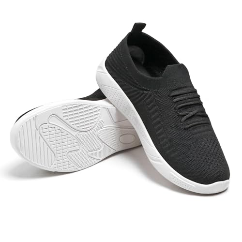 PAHNAVA Women's Slip-on Knit Walking Shoes | Lightweight Breathable Sneakers for Women | Comfortable PVC Sole Casual Shoes for Walking, Gym, Travel, Outdoor