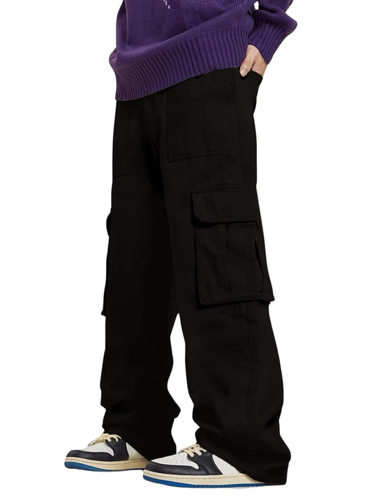 GRECIILOOKS Men's Regular Fit Low Rise Cargos Trousers | Baggy Cargo Pants for Man | Loose Fit | Treck Pent with Multiple Pockets (Available in Plus Size and Combo Pack of 2)