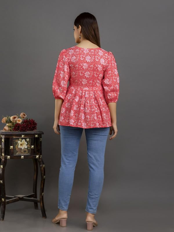 Dream Beauty Fashion Women's Printed Tunic Top with 3/4 Sleeve V-Neck -23" Inches (Tunic-Top)