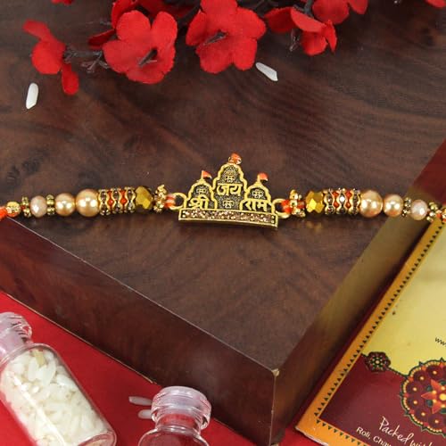 TIED RIBBONS Rakhi For Brother with Gift Combo - Premium Rakhi with Ram Lalla Idol Statue and Mini Greeting Card- Raksha Bandhan Gift for Brother Bhaiya Men