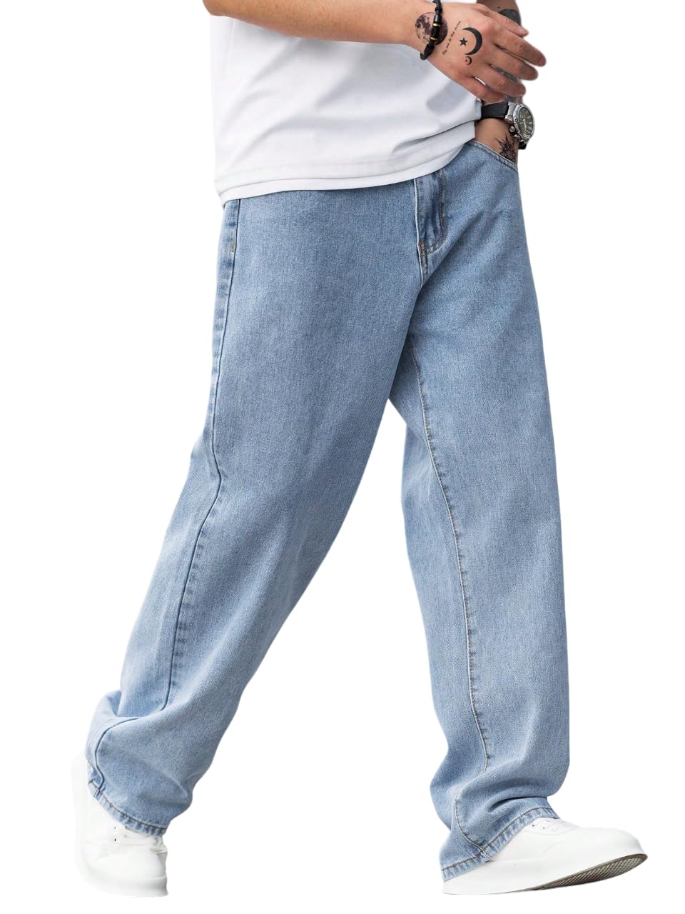 dockstreet Men Baggy Denim Jeans in Pure 100% Cotton Denim || Stretchable (Jet Black) and Stretchable (Colored) Jeans || Unisex Designs||Jeans||