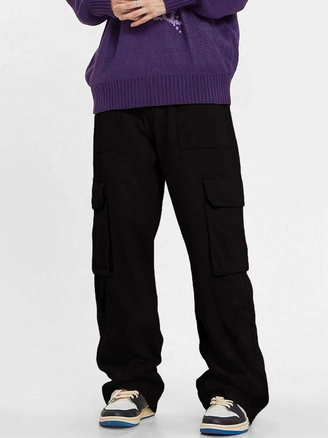 GRECIILOOKS Men's Regular Fit Low Rise Cargos Trousers | Baggy Cargo Pants for Man | Loose Fit | Treck Pent with Multiple Pockets (Available in Plus Size and Combo Pack of 2)