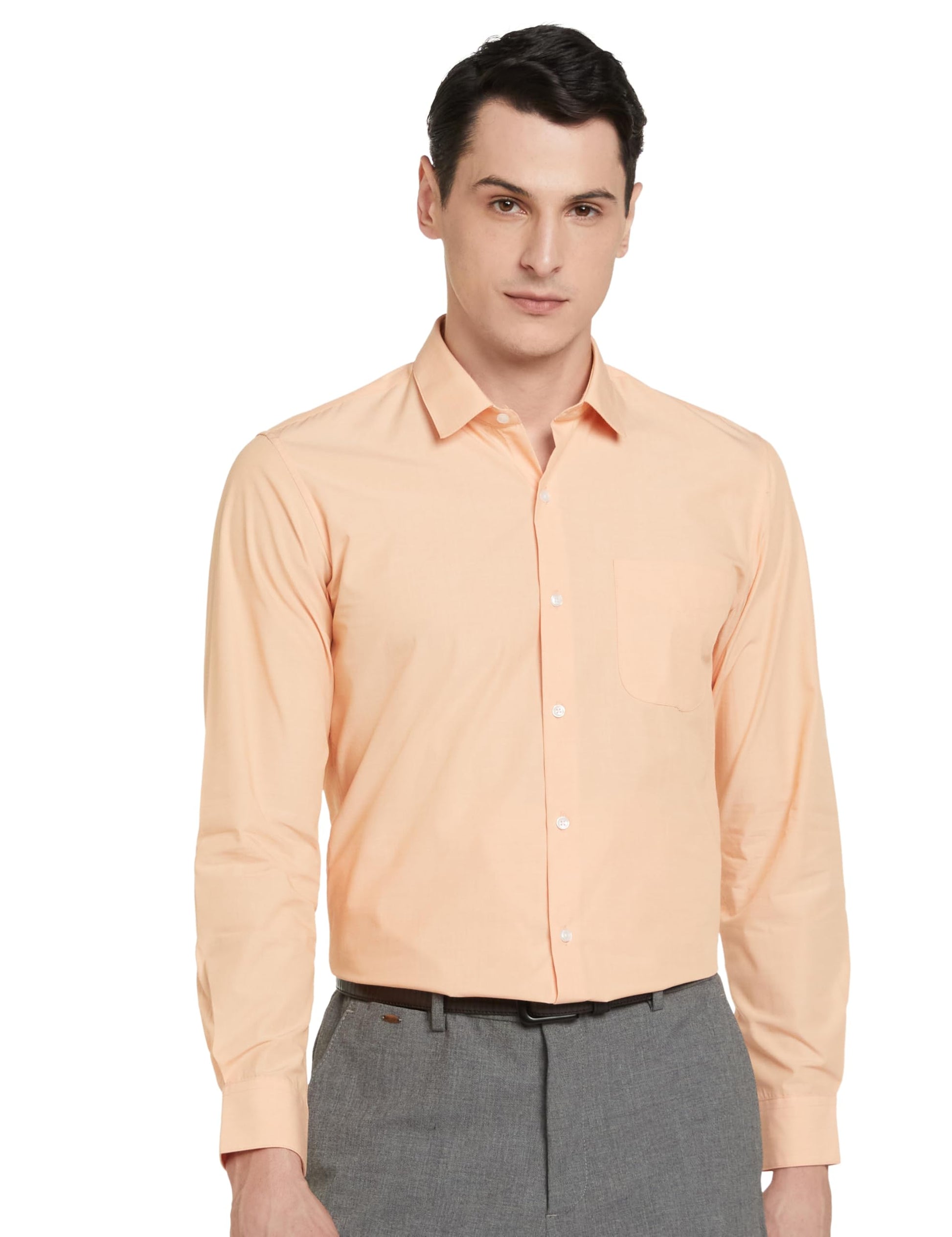 Peter England Men's Everyday Solid Slim Fit Full Sleeve Formal Shirt | Cotton-Rich