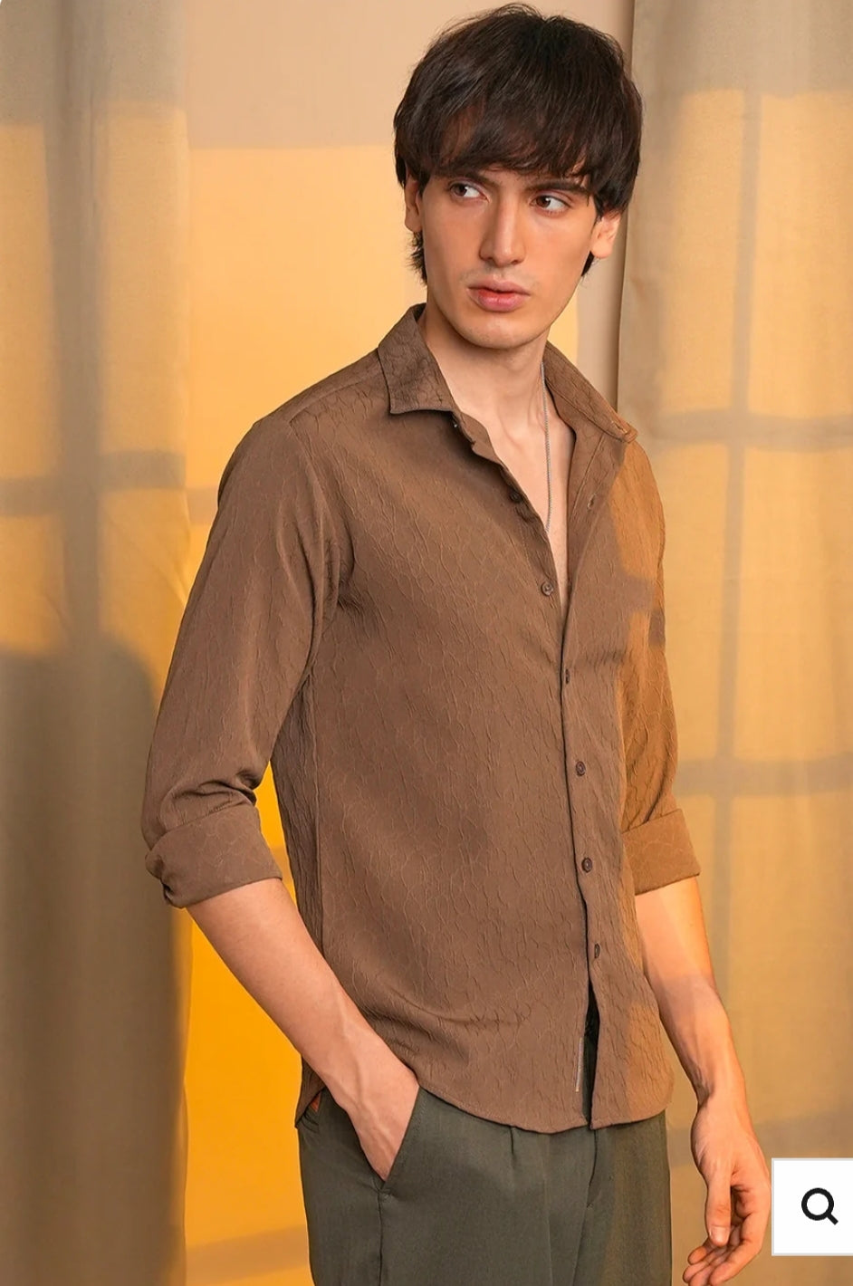 "Earth-Toned Elegance Shirt"
(Ya short chahiye to: "Classic Light Brown Shirt")